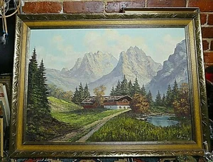 Artista elencato Leo von König Wilden Kaiser Mountains dipinto ad olio alpino incorniciato - Foto 1 di 10