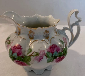 Vintage Floral Glazed Creamer by M2 6 inch - Picture 1 of 4