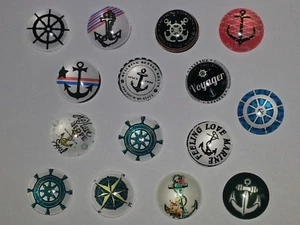 12MM Helm & Anchor Theme Glass Cabochons Dome Flatback Half Round NEW 20PCS. DIY - Picture 1 of 3