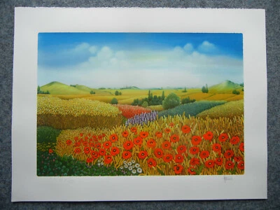 Stefanek Farbserigraphie "Mohn im Kornfeld" signiert + nummeriert XII / XXXV - Bild 1 von 4