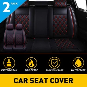 2X Seat Covers Full Set Black+Red For 07-22 Chevy Silverado 1500 2500HD 3500HD - Picture 1 of 9