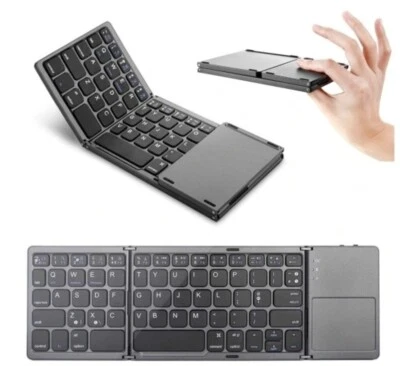 faltbare Mini Bluetooth Tastatur 140mAh mit Touchpad Keyboard faltbar Super Slim - Bild 1 von 4