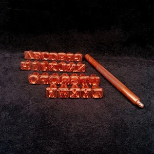 Leather craft 9mm hollow font Alphabet Stamp Punch Tool with handle Letters/set - Picture 1 of 9