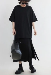 Ladies Black Urban Long Unique Tunic Blouse Loose Floaty Autumn T Shirt Top 10 - Picture 1 of 11