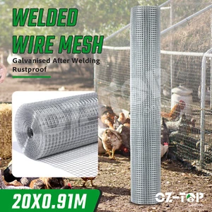 20M Roll Galvanised Welded Wire Mesh Fence Graden Pet Chicken Coop Aviary Fence - Picture 1 of 11