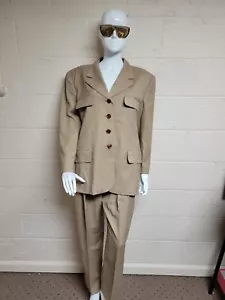Escada By Margaretha Ley 2pc. Olive Pants Suit Size 42 /US 12 - Picture 1 of 18