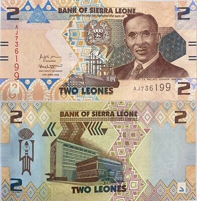 Sierra Leone 2 Leones 2022 P New Design (CUT ZERO) UNC • 2€