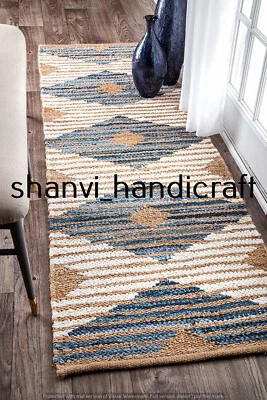 Alfombra de corredor de yute trenzada hecha a mano multicolor 80X360 CM alfom... - Imagen 1 de 4