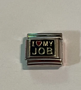 I Love My Job With Red Heart - Borde en tono dorado 9 mm Eslabón para pulsera italiana con dije - Imagen 1 de 5