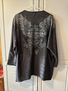 Harley Davidson Women’s Size XL Gray Open Front Sweater Blinged Out Cardigan-EUC - Picture 1 of 11
