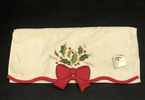 Wellesley Manor Christmas Holly/Ribbon Embroidered Decorative Hand Towel, Nwt - Picture 1 of 6