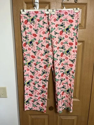 Peace Frogs Women's Size L Pajama Pants Kiss Me Elastic Waist Drawstring EUC - Photo 1/4