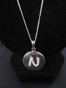 Sterling Silver 925 Necklace With Letter N Pendant Sterling Silver 925 - Picture 1 of 11