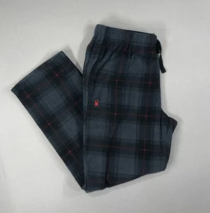 Spyder Pants Men's XL Gray Black Plaid Pull On Pajamas Lounge Fleece Drawstring - Picture 1 of 14