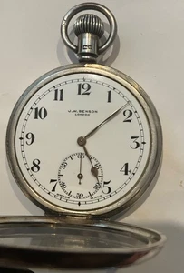 1920 STERLING SILVER J.W.BENSON POCKET WATCH IN EXCELLENT RUNNING CONDITION - Picture 1 of 7