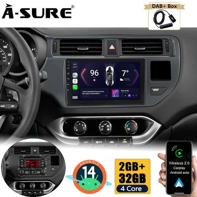 DAB+ 2+32G 1280*720 Android 14 Autoradio Navi CarPlay für Kia Rio 3 UB 2012-2014 - Bild 1 von 4