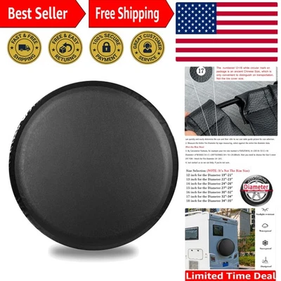 Universal 32-34" Spare Tire Cover:  Black Leather for Jeeps & RVs Foto 1 de 4