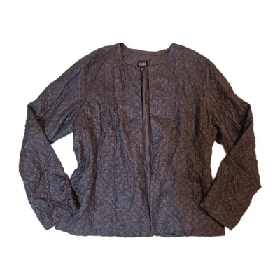 Chaqueta Blazer Formal Eileen Fisher Tussah 100% Seda Acolchada Berenjena Púrpura XL Foto 1 de 4