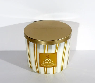 Bath & Body Works MERRY MAPLE BOURBON 3-Wick Scented Candle 14.5 oz NEW - Image 1 of 3