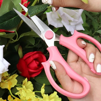 Garden Scissors, 2Pcs Pink Floral Shears, Flower Scissors with 2 Different Blade - Image 1 of 4