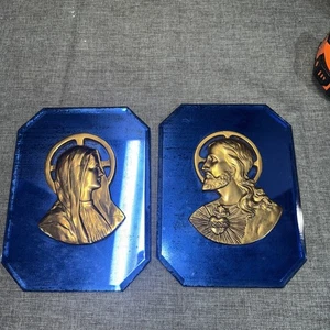 🔥Jesus & Mary Vinage Art Deco Hanging Plaques.  - Picture 1 of 4