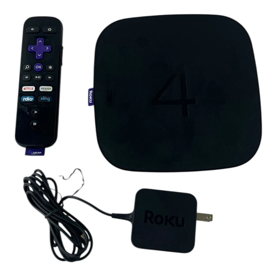 Roku 4 (4th Generation) Media Streamer Tested Model 4400X with Remote Black - Image 1 of 4