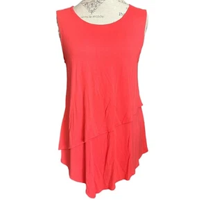 Alfani size medium coral red pink jersey knit layered tunic tank top - Picture 1 of 6