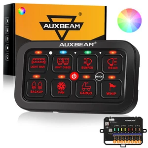 AUXBEAM RGB 8 Gang Camper RV 12V/24V LED Light Switch Control Panel Relay System - Picture 1 of 11