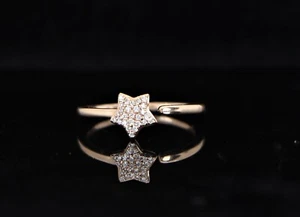 14k Yellow Gold 0.07ct Pave Dimond Star Wrap Cocktail Ring Band Size 8 - Picture 1 of 6