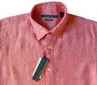 Men's PERRY ELLIS "Mineral Red" Pink 100% Linen Shirt 2X 2XB 2XL BIG NWT NEW 