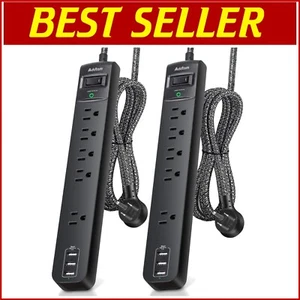 Durable 10Ft Surge Protector Power Strip - 5 AC Outlets, 3 USB for Home & Office - Picture 1 of 10