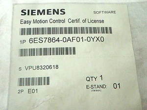 Siemens 6ES7864-0AF01-0YX0 Easy Motion Control Certif.of License OVP versiegelt - Bild 1 von 2