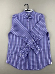 Bugatchi Uomo Shirt Mens XXL 18 1/2 36-37 Purple White Button Up Long Sleeve - Picture 1 of 18
