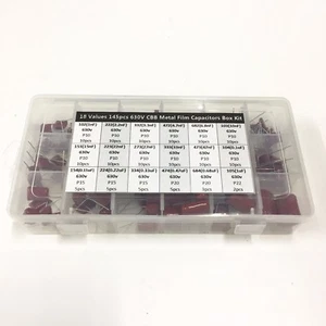 18 values 630V 1nF~1uF (102~105) CBB metal film capacitors Assortment Kit Box - Picture 1 of 3