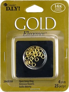 CousinDIY 14k Plated Gold Elegance Beads & Findings-Open Jump Rings 4mm 30/Pkg - Picture 1 of 1