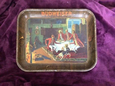 BUDWEISER FOX IN THE FIRE HUNTING LODGE BEER Tray 1933 - Image 1 of 4