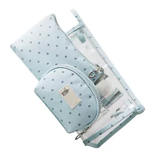 (Blue) Transparent Pvc Cosmetic Bag Three-Piece Set Travel Portable Wash Bag - Picture 1 of 12