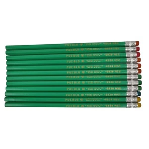 Vintage Rare Pueblo Empire Pencil Co USA Lot of 12 Green Colored Barrel Pencils - Picture 1 of 4