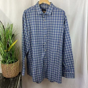 Joseph A Banks Men's Blue & Tan Plaid Long Sleeve Button Up Shirt 2XLT - Picture 1 of 4