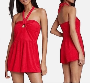 NWT Wild Fable Womens Small Red Halter Shorts Romper Terry Swim Cover Up - Picture 1 of 8
