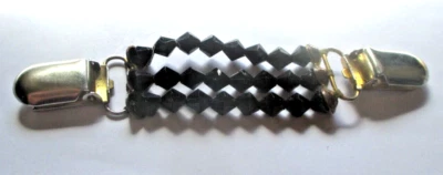 Ancien superbe Attache gilet cape perles noir à facettes accessoire vintage 5816 - Photo 1/3