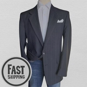 Vintage BALMAIN Men's Wool Blazer Sport Coat Two-Button Jacket Size 42XL Gray - Picture 1 of 12