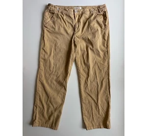SUNDANCE Chino Pants Womens 14P Petite (36x28) Tan Suspender Buttons Flat Front - Picture 1 of 22