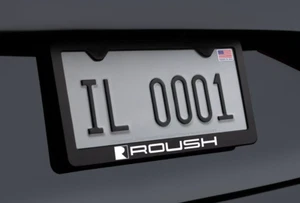 Roush License Plate Frame Black Metal Fits Mustang & F150 - Picture 1 of 4