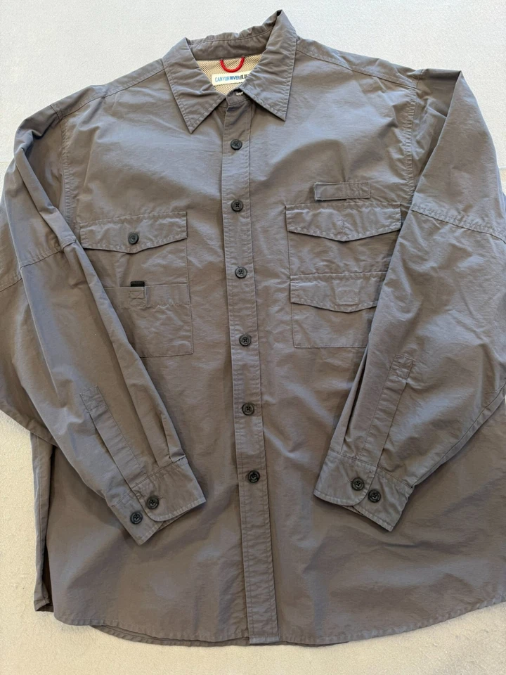 Camisa con botones Canyon River Blues para hombre XL gris exterior senderismo pesca cuello Foto 1 de 4