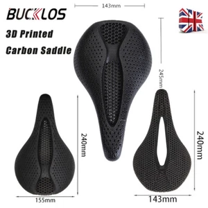 BUCKLOS Bike Seat 3D Printed Carbon Fibre Honeycomb Comfortable Bicycle Saddle - Picture 1 of 15