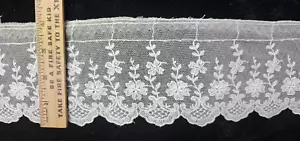 Vintage/Antique,White, English Embroidery Net, Cotton Lace, 4 & 1/2 Yards - Picture 1 of 1