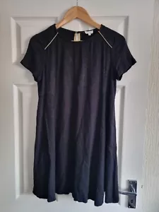 Sezane Black Mini Shift Dress UK 10/12 Size L Tunic Occasion Party Gold Detail - Picture 1 of 5