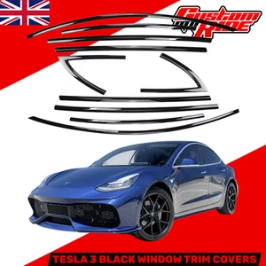 Equipamiento de rendimiento para molduras de ventana Tesla 3 negras 2017-24 Blackout Chrome - Imagen 1 de 4