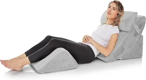 AllSett Health Set di 4 Cuscini a Cuneo per Letto - Set di 4 Pezzi, Grigio - Foto 1 di 6